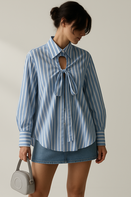 Ribbon & Rosè Shirt Blue