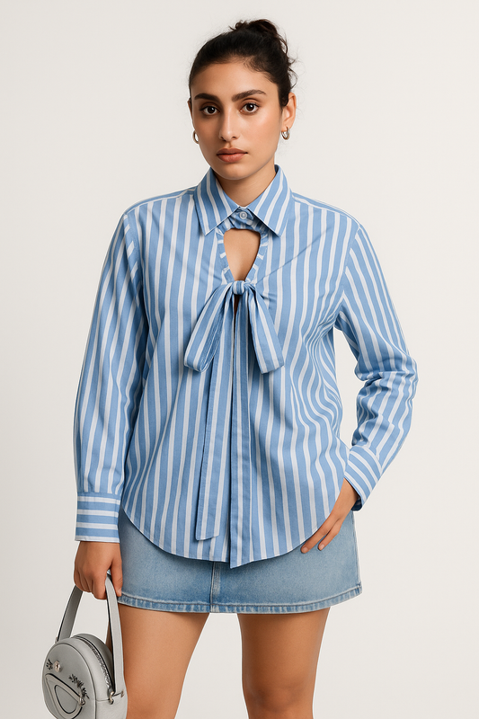 Ribbon & Rosè Shirt Blue
